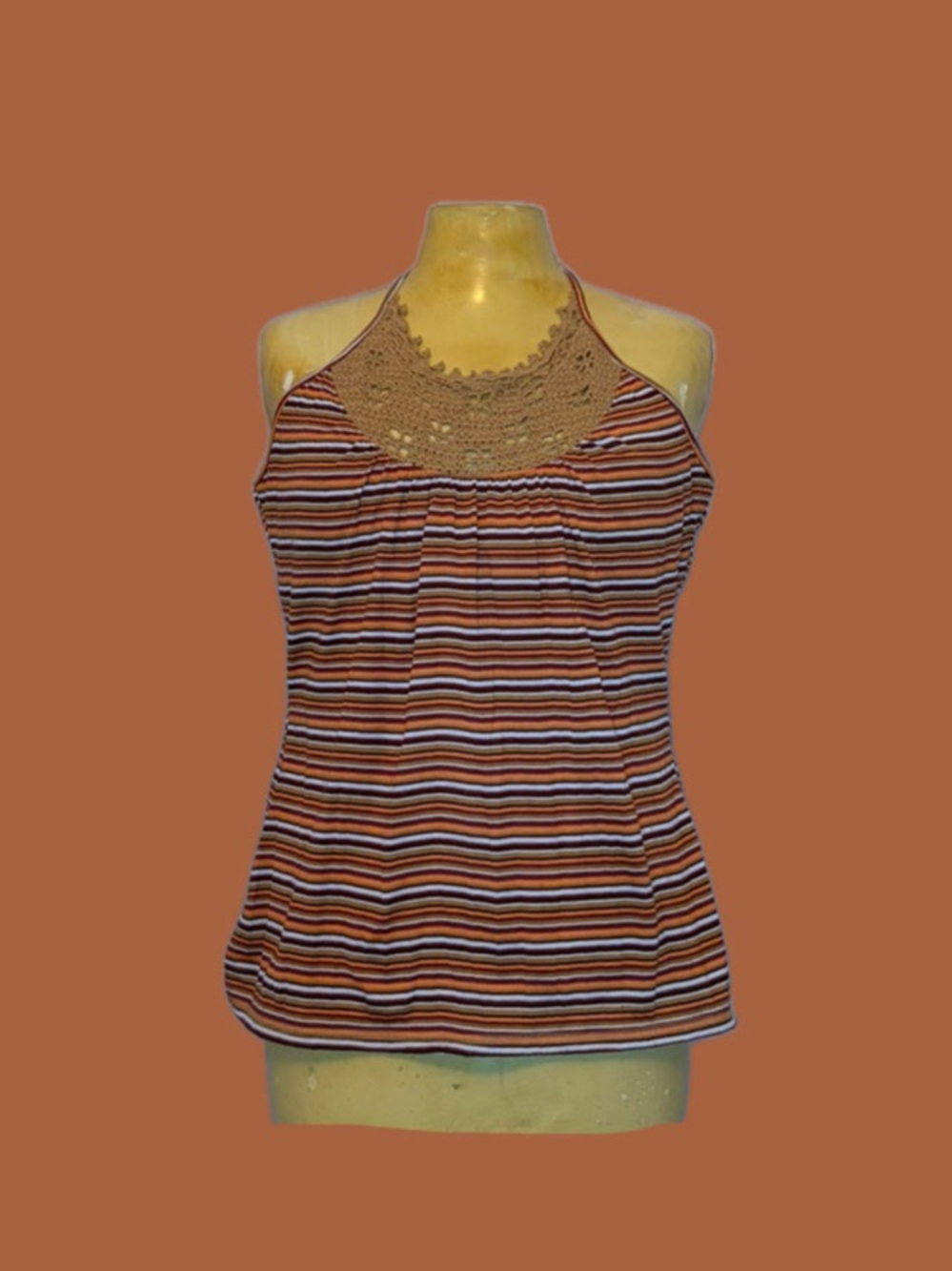 🐅Y2K Striped Crochet Halter Top🐅